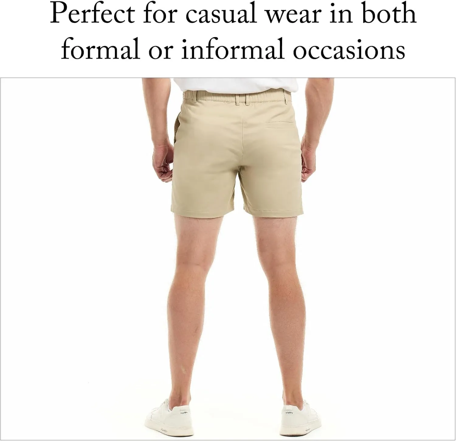 AIMPACT Mens Casual Cotton Shorts Slim Fit Elastic Waist Cargo Shorts 5.5 Inch Inseam with Pockets