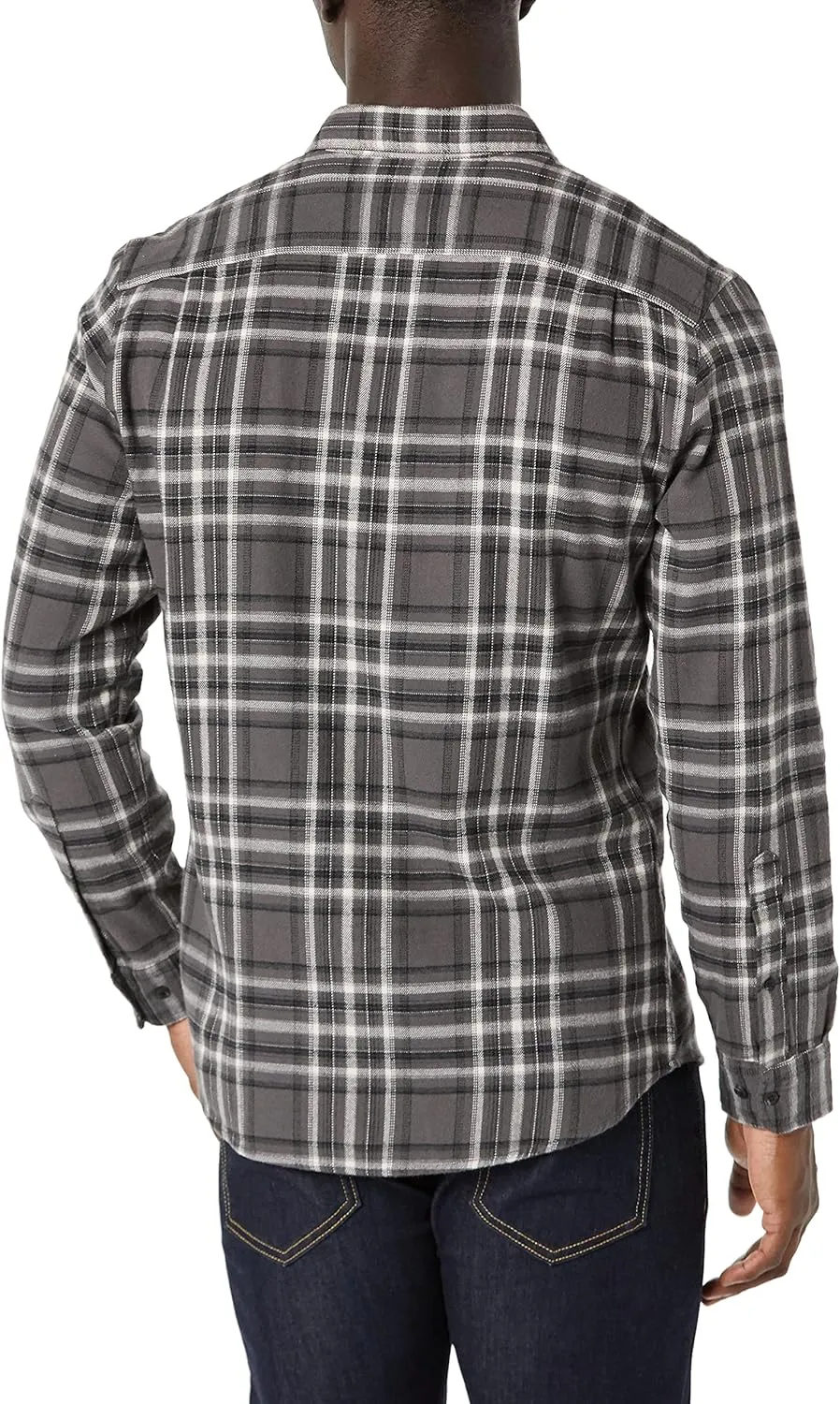 Amazon Essentials Men's Flannel Shirts, Long-Sleeve, Slim-Fit, Two-Pocket, Plaid