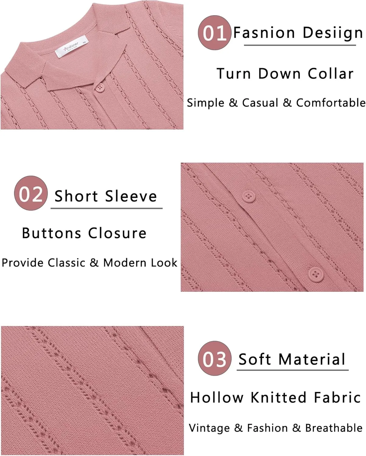 Arshiner Boys Knit Shirts Short Sleeve Button Down Shirt Vintage Fashion Casual Summer Beach Shirts for Kids 5-13 Years