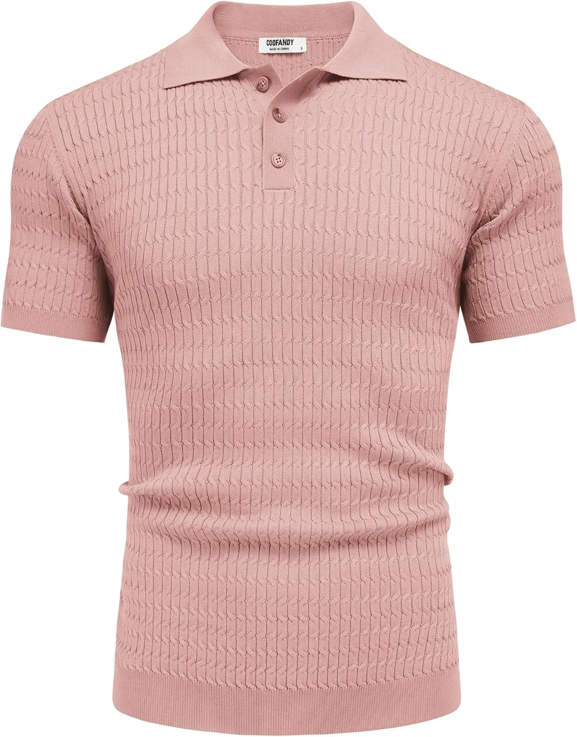 COOFANDY Mens Knit Polo Shirt Short Sleeve Vintage Textured Casual Golf Shirts Summer Beach Top