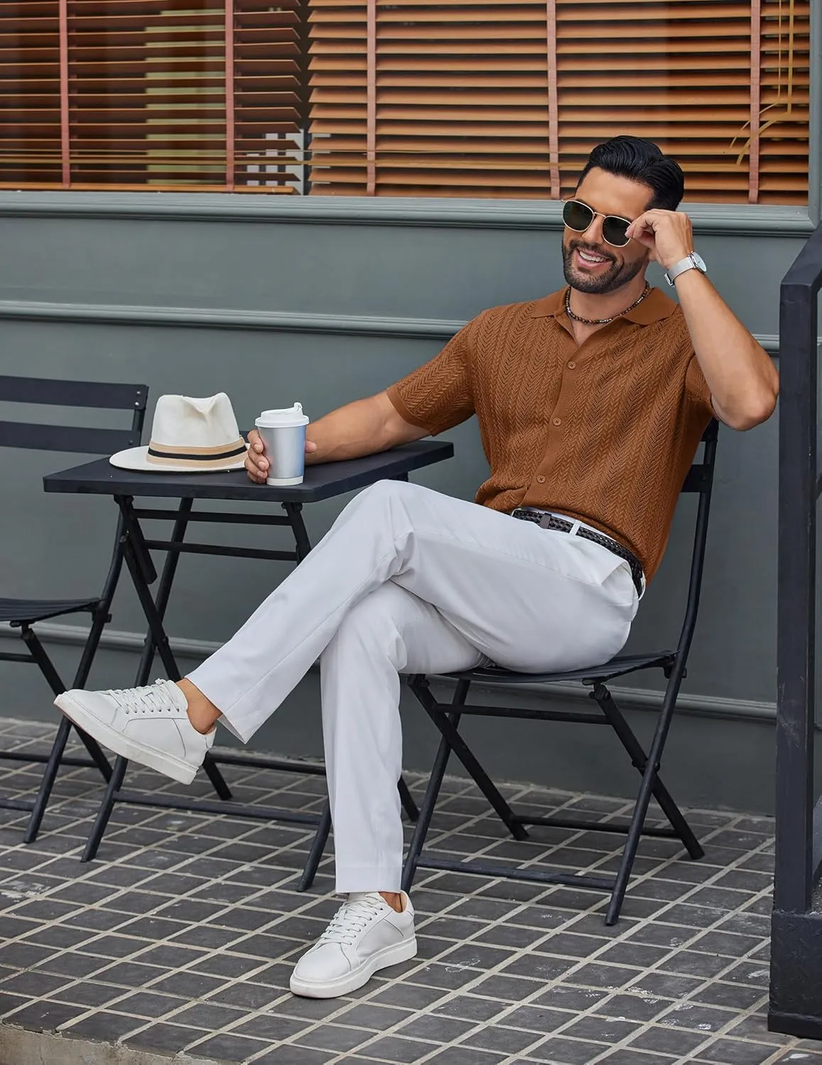 COOFANDY Mens Knit Shirt 2025 Short Sleeve Casual Button Down Shirt Summer Beach Vacation Shirts