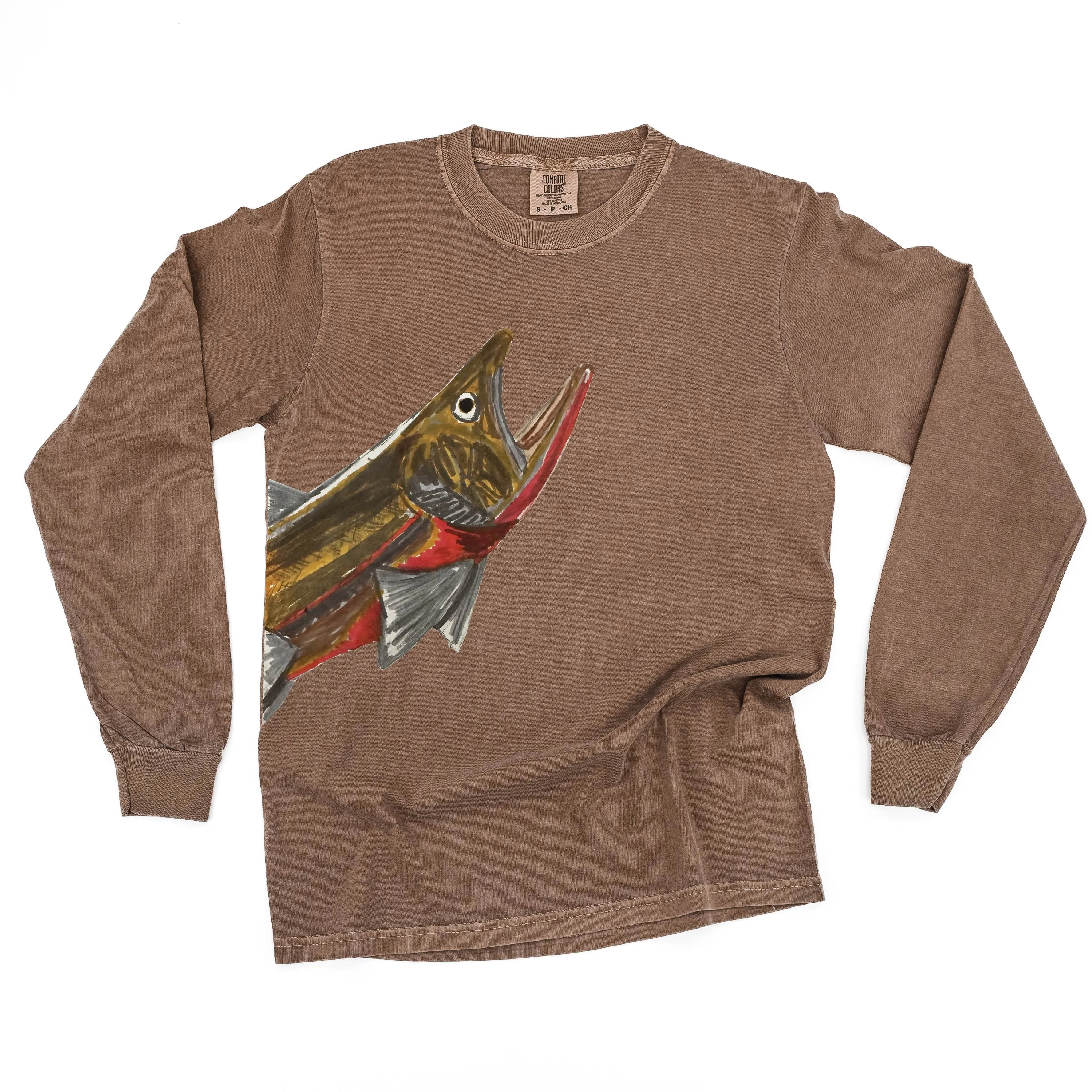 Cutthroat Trout - Hand Drawn - LONG SLEEVE COMFORT COLORS TEE