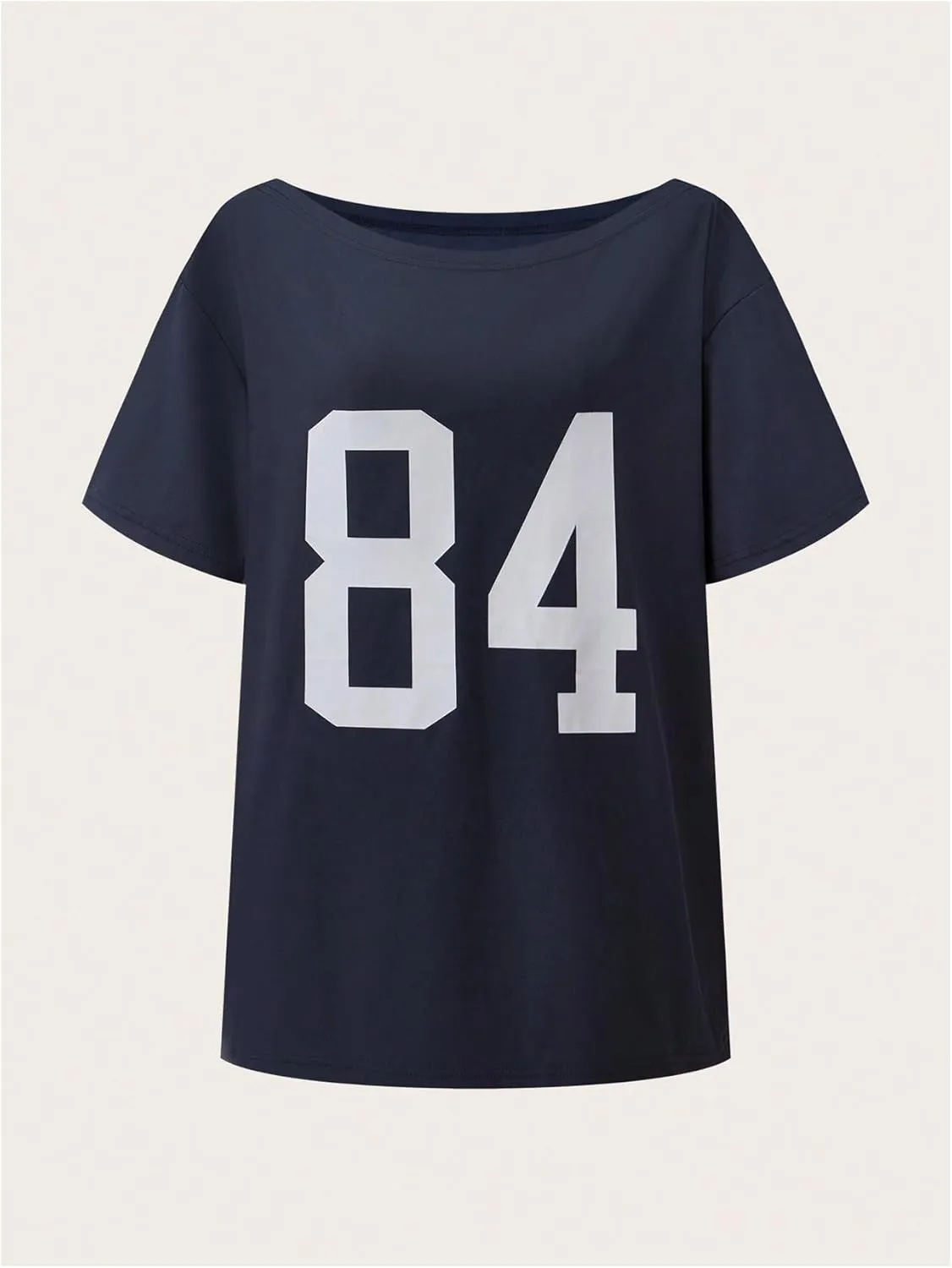 Girl's Off The Shoulder Tops Number Graphic Jersey Shirts Short Sleeve Oversized T Shirts Y2k Tops