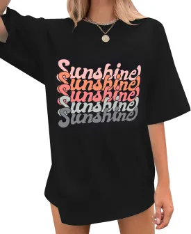 INFITTY Womens Oversized T Shirts Crewneck Casual Summer Tops Short Sleeve Cotton Shirts Funny Cute Graphic Tees Trendy