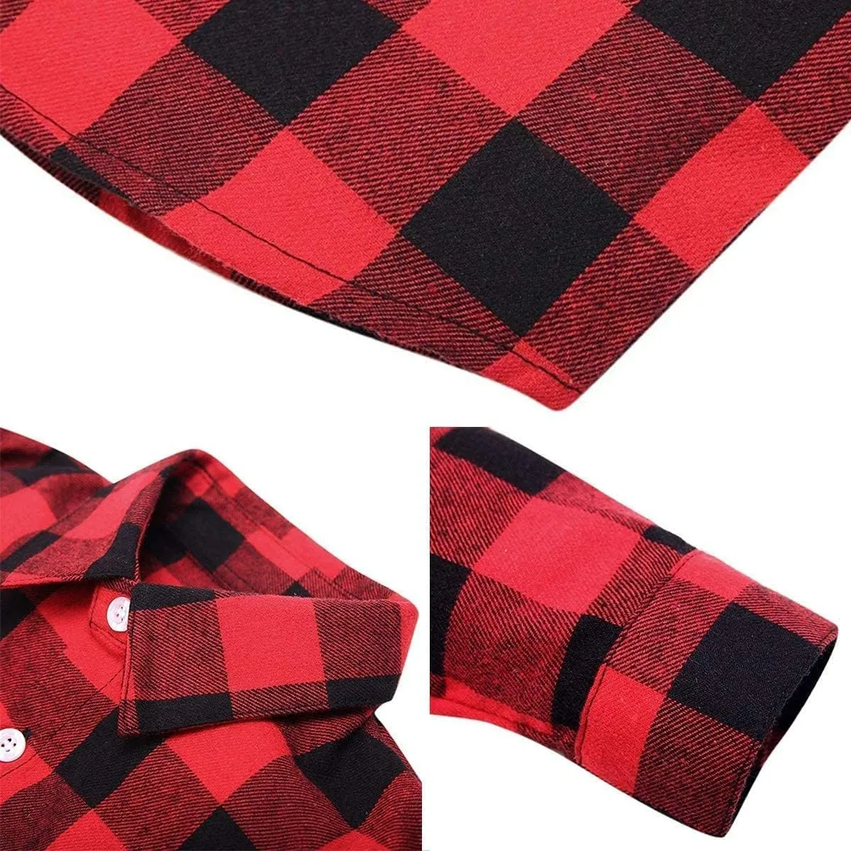 SANGTREE Womens and Girls Long Sleeve Flannel Shirt Casual Button Down Plaid Shirts, 3 Months - Adult 2XL
