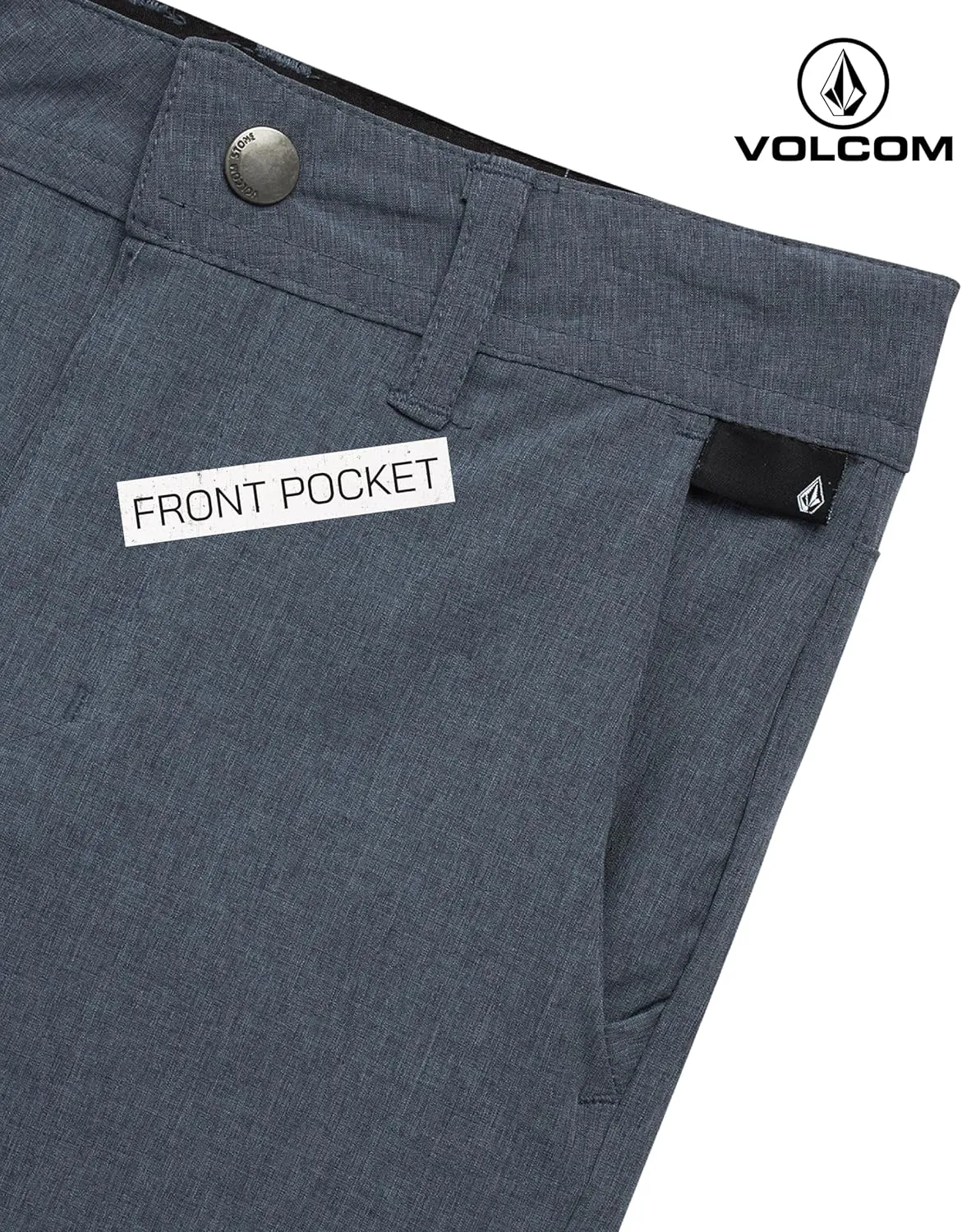 Volcom Boys' Twill Shorts - Stretch Fit Flat Front Chino Golf Uniform Shorts for Boys, Classic Pull-On Style with Belt Loops