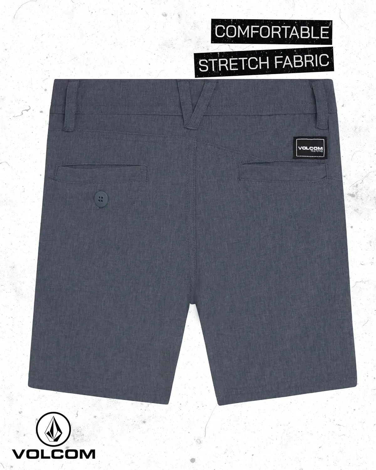 Volcom Boys' Twill Shorts - Stretch Fit Flat Front Chino Golf Uniform Shorts for Boys, Classic Pull-On Style with Belt Loops