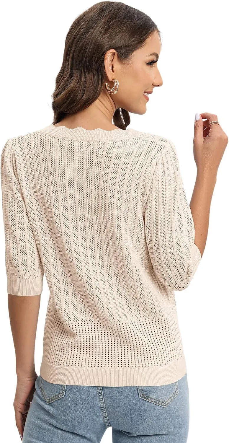 Womens Cropped Cardigan Knit Shrugs for Dresses Tops V Neck Button Down Cardigans Sweaters