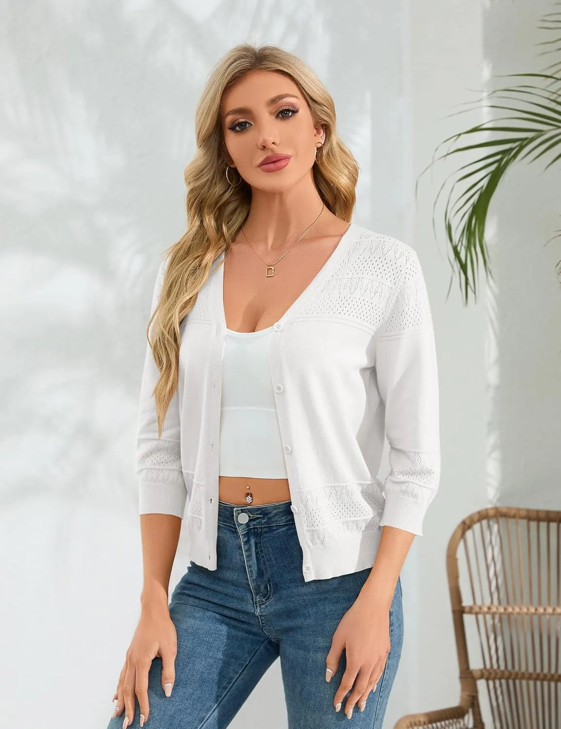 Womens Cropped Cardigan Knit Shrugs for Dresses V Neck Button Down Bolero Cardigans Sweaters