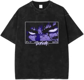 Y2K Tops Men's 90s Vintage Berserk Anime Graphic Shirts Summer Casual Tee Streetwear Harajuku Top Tshirt