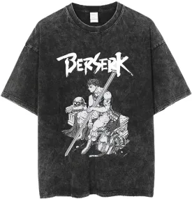Y2K Tops Men's 90s Vintage Berserk Anime Graphic Shirts Summer Casual Tee Streetwear Harajuku Top Tshirt