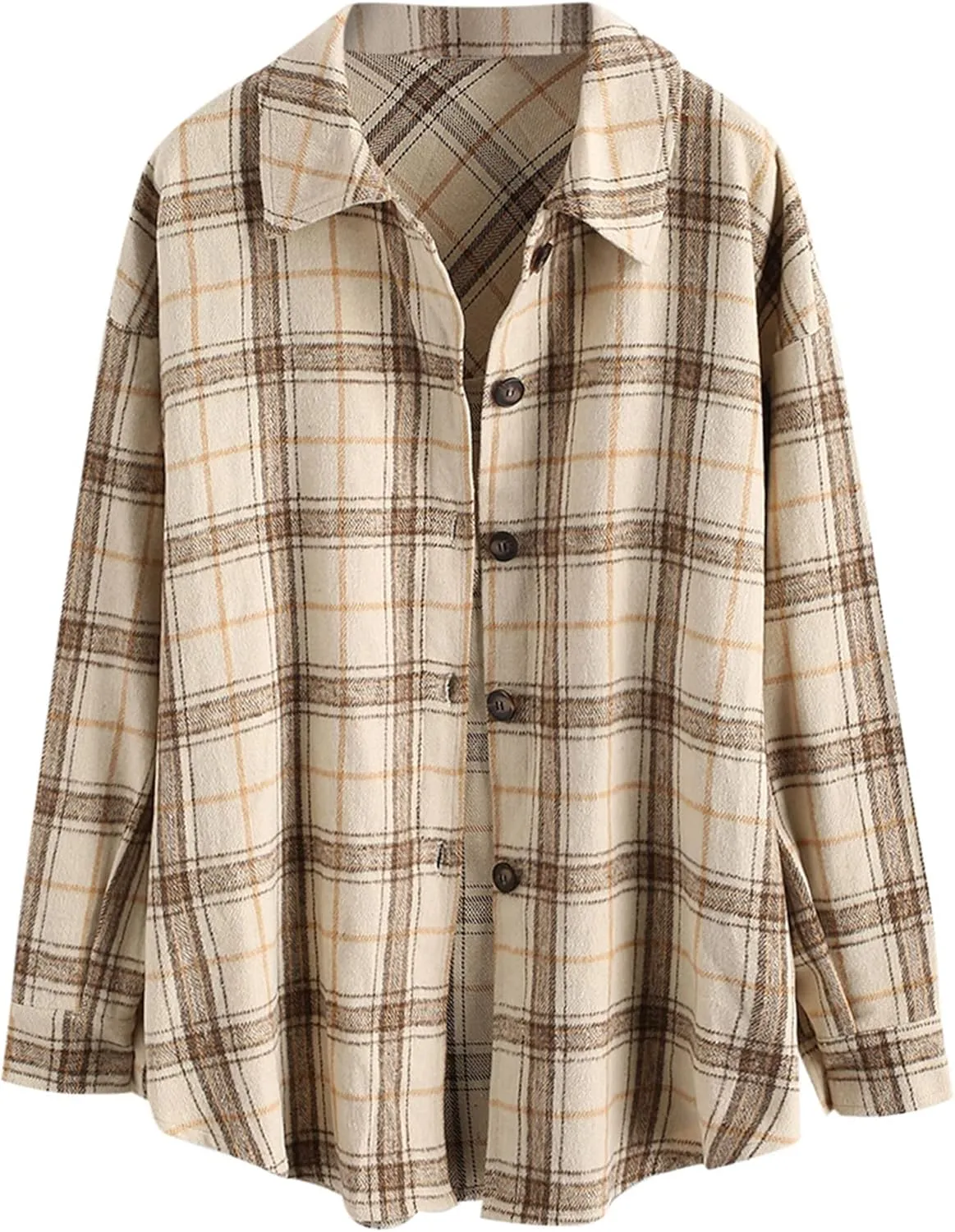 ZAFUL Womens Flannel Shacket Jacket Casual Plaid Wool Blend Button Down Long Sleeve Shirt 2024 Fall Clothes