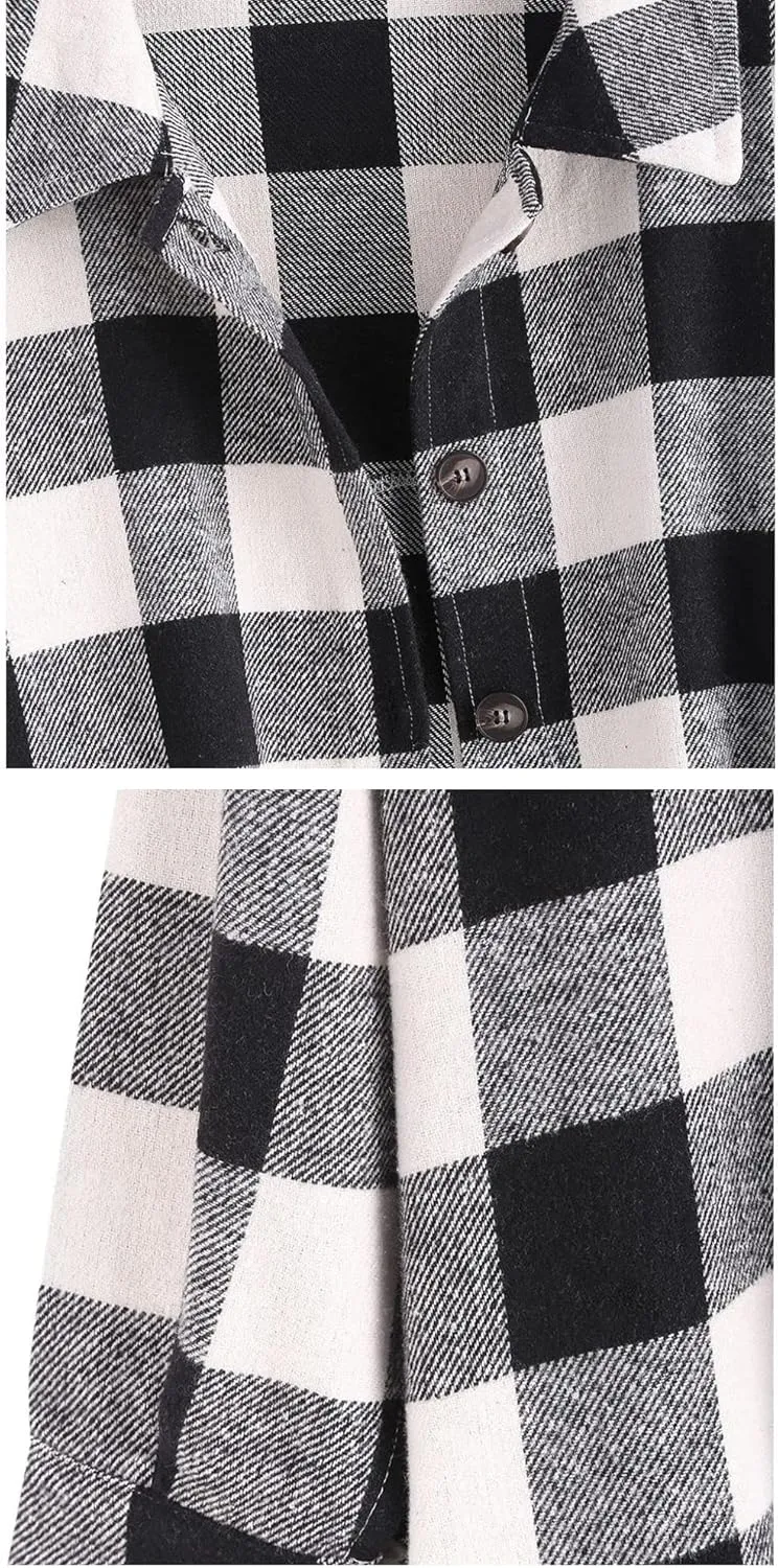 ZAFUL Womens Flannel Shacket Jacket Casual Plaid Wool Blend Button Down Long Sleeve Shirt 2024 Fall Clothes