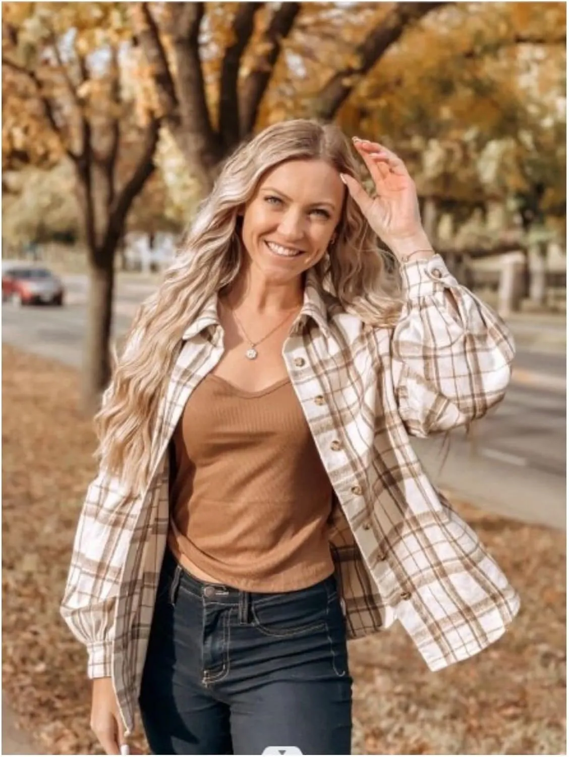 ZAFUL Womens Flannel Shacket Jacket Casual Plaid Wool Blend Button Down Long Sleeve Shirt 2024 Fall Clothes