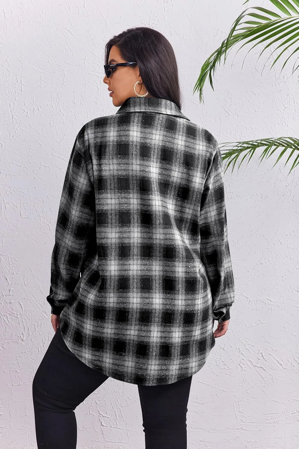 Zeagoo Womens Plus Size Flannel Shirts Plaid Shirts Long Sleeves Casual Button Down Collared Shacket Tops