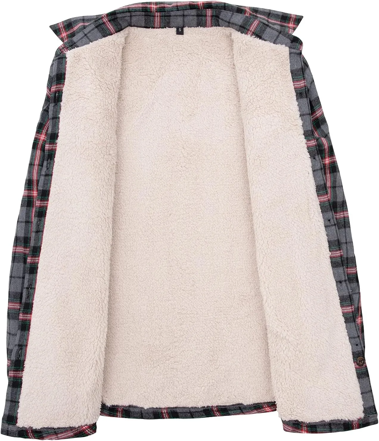 ZENTHACE Womens Sherpa Fleece Lined Flannel Jacket Button Down Plaid Flannel Shirt Jacket(All Sherpa Lining)