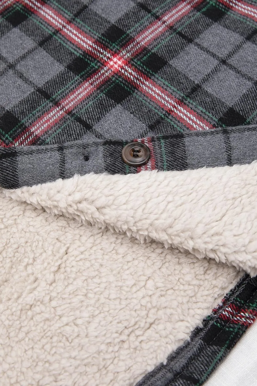 ZENTHACE Womens Sherpa Fleece Lined Flannel Jacket Button Down Plaid Flannel Shirt Jacket(All Sherpa Lining)