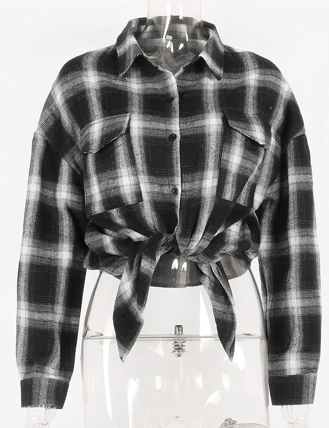 Zontroldy Womens Flannel Plaid Shirts Oversized Lightweight Buffalo Plaid Button Down Shirt Blouse Tops
